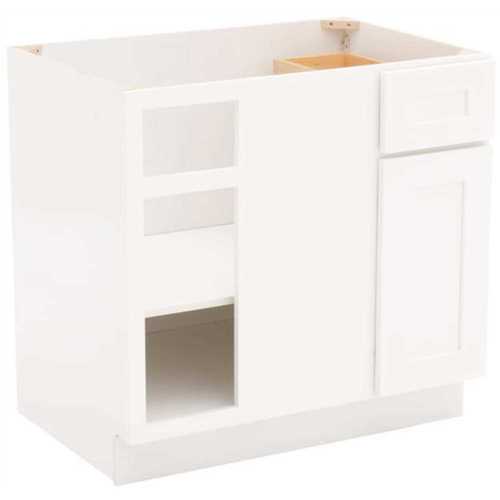 Brookings Plywood Ready to Assemble Shaker 36x34.5x24 in. 1-Door 1-Drawer Blind Base Kitchen Cabinet in White