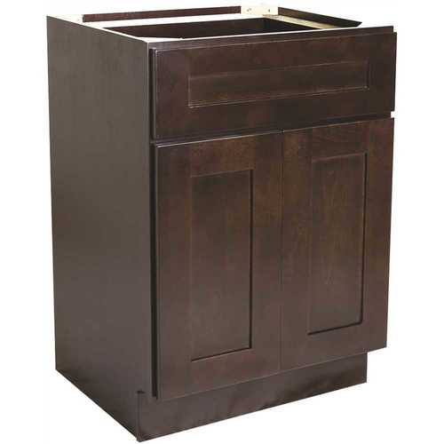 Design House 561985 Brookings Plywood Ready to Assemble Shaker 33x34.5x24 in. 2-Door 1-Drawer Base Kitchen Cabinet in Espresso