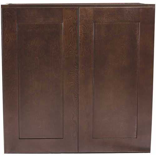 Brookings Plywood Ready to Assemble Shaker 27x12x30 in. 2-Door Wall Kitchen Cabinet in Espresso