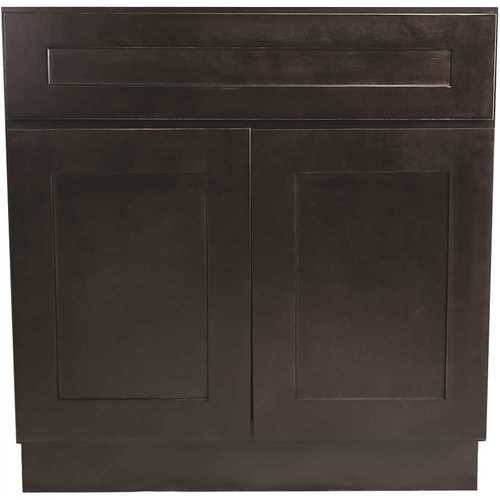 Design House 620278 Brookings Plywood Assembled Shaker 30x34.5x24 in. 2-Door Sink Base Kitchen Cabinet in Espresso