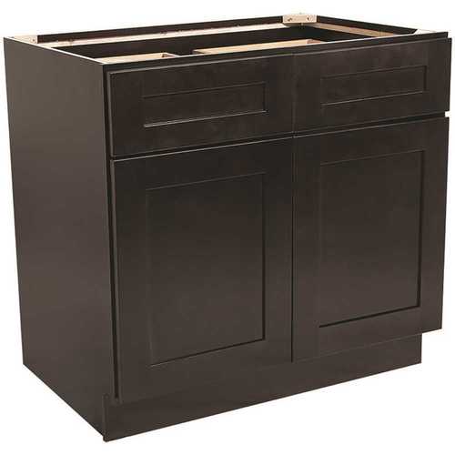 Design House 620237 Brookings Plywood Assembled Shaker 48x34.5x24 in. 2-Door 2 Drawer Base Kitchen Cabinet in Espresso