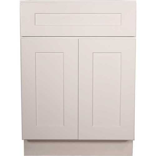 Brookings Plywood Assembled Shaker 34.5x24x24 in. 2-Door 1-Drawer Base Kitchen Cabinet in White