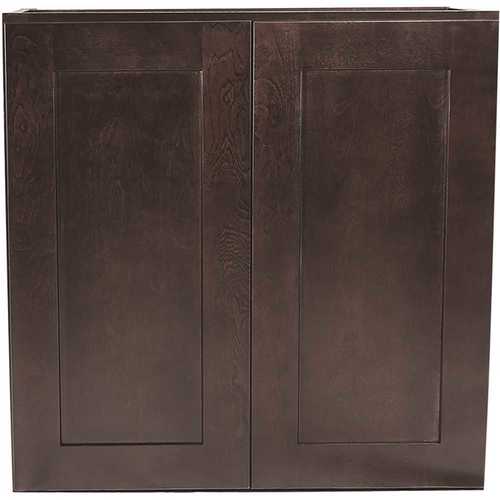 Design House 620351 Brookings Plywood Assembled Shaker 27x30x12 in. 2-Door Wall Kitchen Cabinet in Espresso