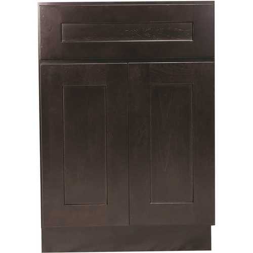 Design House 613638 Brookings Plywood Assembled Shaker 21x34.5x24 in. 1-Door 1-Drawer Base Kitchen Cabinet in Espresso