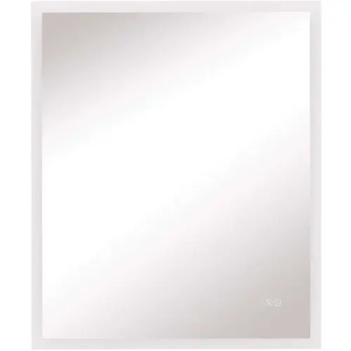 36 in. W x 30 in. H Frameless Rectangular LED Light Bathroom Vanity Mirror in Silver w / White LED Lit Frame