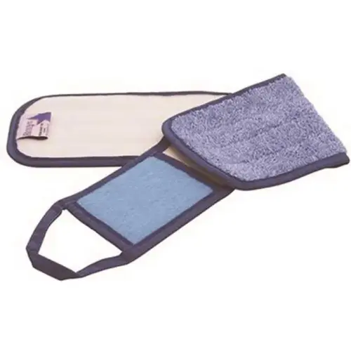 18 in. Blue Microfiber Flat Mop Pad with Scrubber Flap - pack of 3