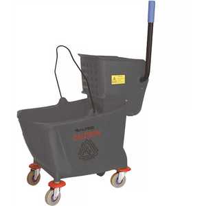 36 Qt. Gray Heavy-Duty Mop Bucket with Side Wringer and Wheels