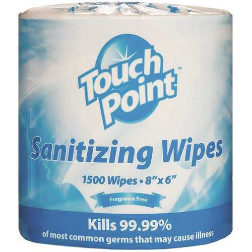 TouchPoint WS1500FF Premium Fragrance Free Sanitizing Disinfecting Wipes (1500 sheets per Pack,)
