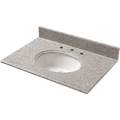 31 in. W Granite Vanity Top in Napoli with White Bowl and 8 in. Faucet Spread
