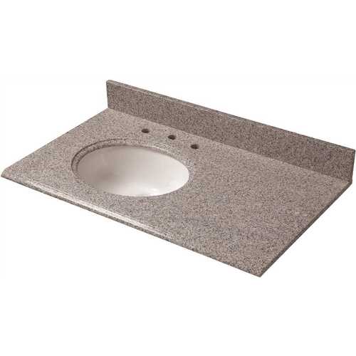 37 in. W Granite Vanity Top in Napoli with Offset Left Bowl and 8 in. Faucet Spread