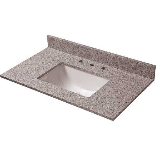 37 in. Granite Vanity Top in Napoli with White Basin and 8 in. Faucet Spread