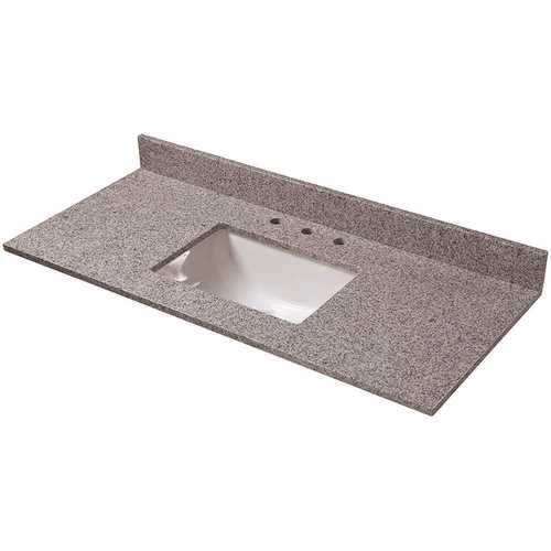 49 in. Granite Vanity Top in Napoli with White Sink and 8 in. Faucet Spread