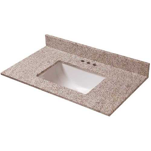 25 in. W x 22 in. D Granite Vanity Top in Golden Hill with White Single Trough Basin