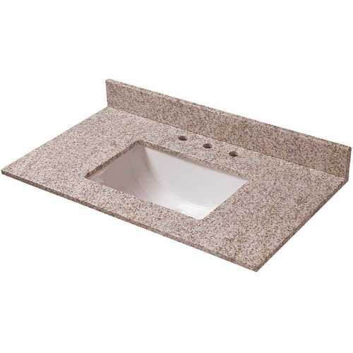 37 in. W Granite Vanity Top in Golden Hill with Trough Sink and 8 in. Faucet Spread