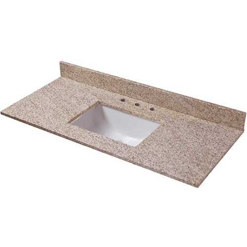49 in. W Granite Vanity Top in Golden Hill with Trough Sink and 8 in. Faucet Spread