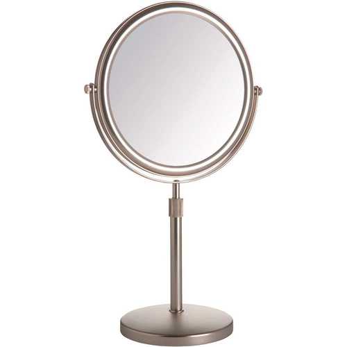 Jerdon JP4045N 9" Diameter 5X-1X Table Top Makeup Mirror, Nickel