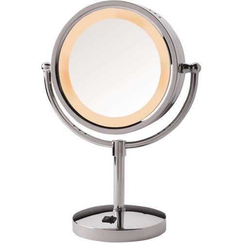 8.5 in. Dia 5X-1X Halo Lighted Mirror in Chrome