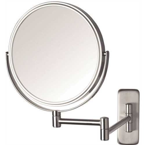 8 in. Dia Single Wall Mounted Makeup Mirror in Nickel