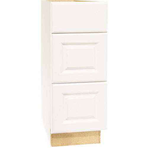 Hampton Assembled 12x34.5x21 in. Bathroom Vanity Drawer Base Cabinet with Ball-Bearing Drawer Glides in Satin White