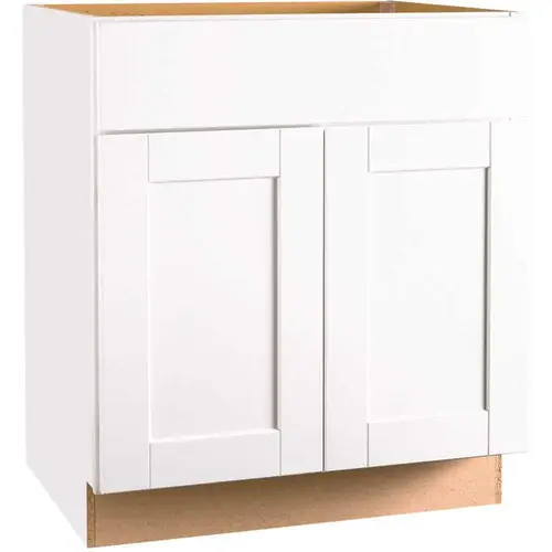 Hampton Bay KVSB30-SSW Shaker Assembled 30 x 34.5 x 21 in. Bathroom Vanity Base Cabinet in Satin White