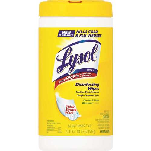LYSOL 77182/58347182 SURFACE SANITIZING WIPES, CITRUS SCENT, 80 WIPES PER CANISTER
