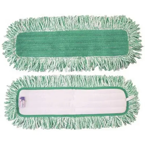 36 in. Microfiber Dry Sweeping Cloth Refill with Fringe Green