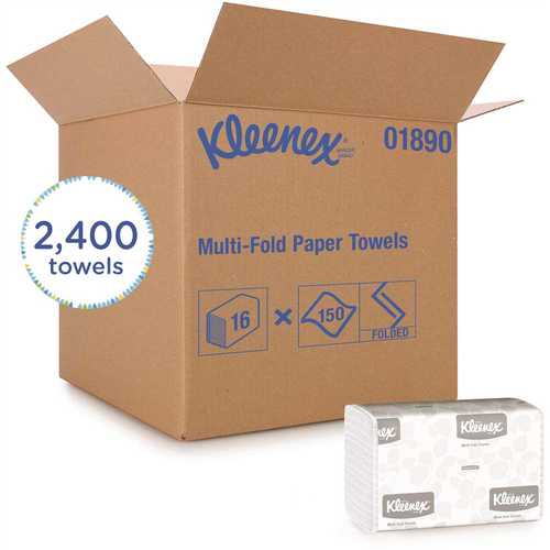 KLEENEX 01890 multi-fold Paper Towels White (, 150 Tri-Fold Paper Towels/Pack, 2,400 Towels/Case)