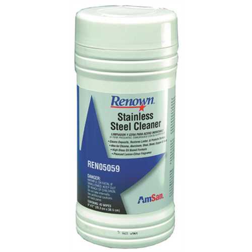 Renown REN05059 Pre-Moistened Stainless Steel Cleaning Wipes ( with 45 sheet per Roll)