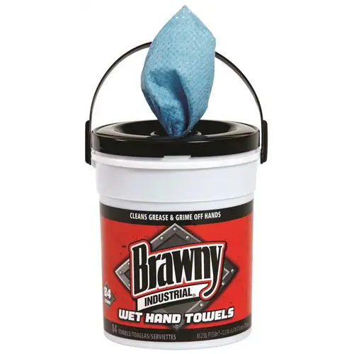 BRAWNY 21501 Professional Disposable Wet Hand Cleaning Towel, Blue (6-Pails Per Case) - pack of 6