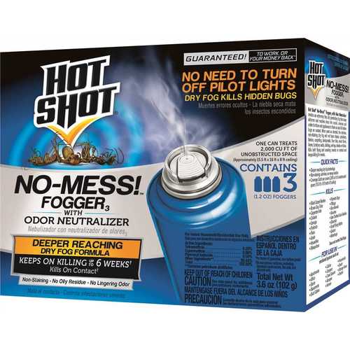 HOT SHOT HG-20177-3 No-Mess Fogger 1.2 oz Aerosol With Odor Neutralizer - pack of 3