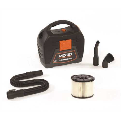 RIDGID WD0319 3 Gal. 18-Volt Cordless Handheld Wet/Dry Shop Vacuum (Tool Only) with Filter, Expandable Hose and Accessories