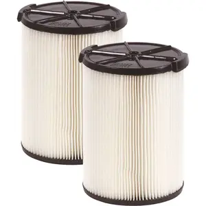 1-Layer Standard Pleated Paper Filter for Most 5 Gal. and Larger RIDGID Wet/Dry Shop Vacuums (2-Pack) 1-Layer Standard Pleated Paper Filter for Most 5 Gal. and Larger RIDGID Wet/Dry Shop Vacuums (2-Pack)