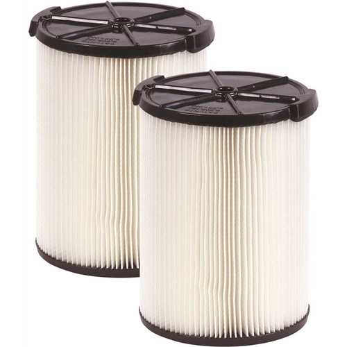 RIDGID VF4200 1-Layer Standard Pleated Paper Filter for Most 5 Gal. and Larger RIDGID Wet/Dry Shop Vacuums - Pair