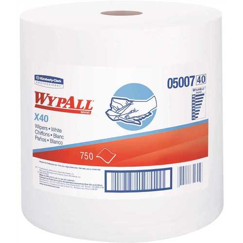 WypAll 05007 L40 White Disposable Cleaning and Drying Towels of Limited Use (1 Jumbo Roll/Case, 750 Sheets per Roll) - pack of 750