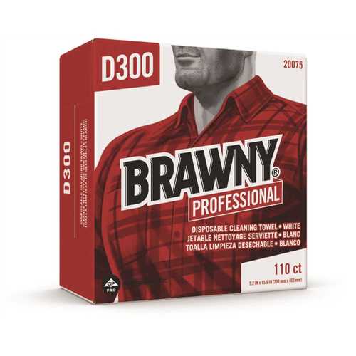 BRAWNY 20075 Professional D300 White Disposable Cleaning Towel, Tall Box - pack of 1100