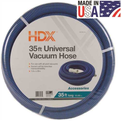 HDX 69235 Spiral-Wound 35 ft. x 1 1/2 in. Diameter Swimming Pool Vacuum Hose for In-Ground and Above-Ground Pools