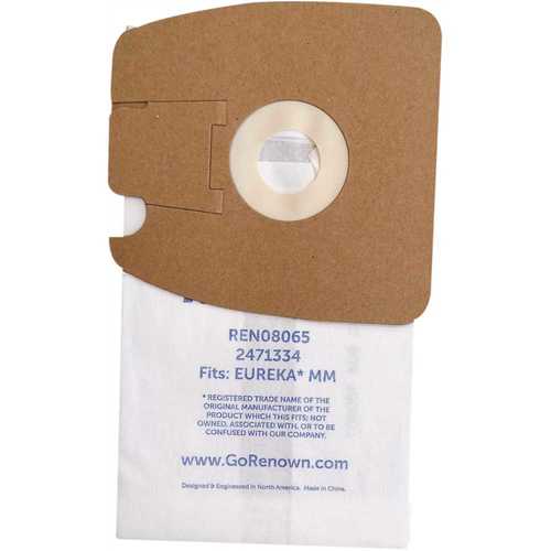 Renown PAP604 Vacuum Bag for Eureka MM.Equivalent to 60295, 60296, 60297 White - pack of 3