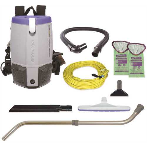 ProTeam 107310 Super Coach Pro 6, 6 Qt. Backpack Vacuum with Xover Multi-Surface and Telescoping Wand Kit