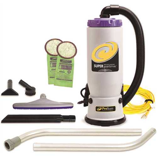Super QuarterVac 6 Qt. Commercial Backpack Vacuum Cleaner with Xover Multi-Surface Wand Tool Kit
