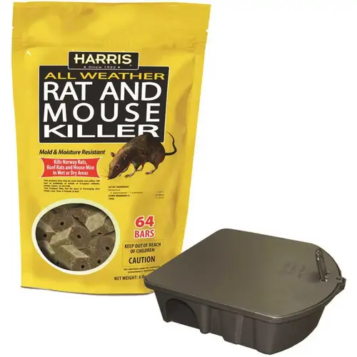 4 lbs./64 Bars All Weather Rat and Mouse Killer and Locking Rat and Mouse Refillable Bait Station