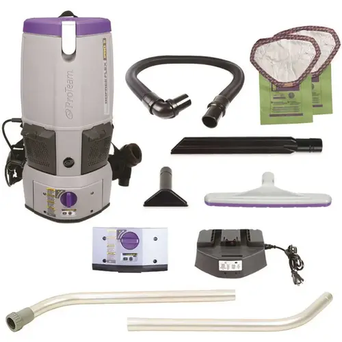 GoFree Flex Pro II, 12 Ah, 6 qt. Cordless Backpack Vacuum w/ Xover Multi-Surface Wand Tool Kit Gray