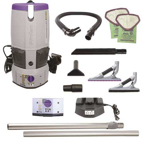 ProTeam 107645 GoFree Flex Pro II, 12 Ah, 6 qt. Cordless Backpack Vacuum w/ ProBlade Hard Surface & Carpet Tool Kit