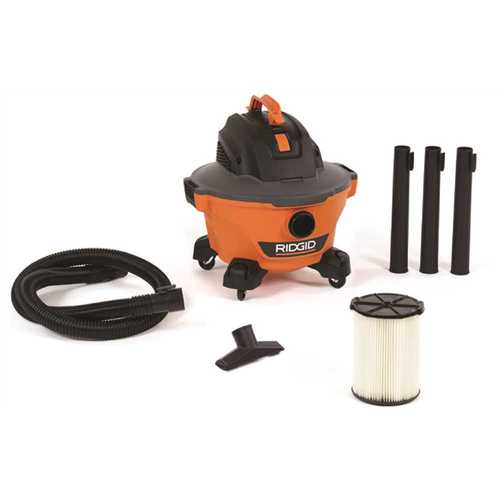 RIDGID HD06001 6 Gal. 3.5-Peak HP NXT Wet/Dry Shop Vacuum with Filter, Hose and Accessories