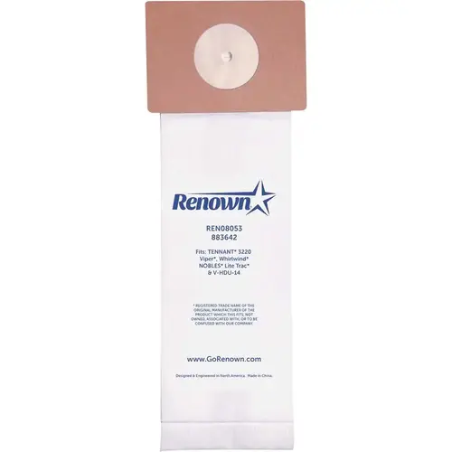 Vacuum Bag for Nobles Lite Trac, Tennant V-HDU-14/36. . Equivalent to 611783, 900035, 1067455 White