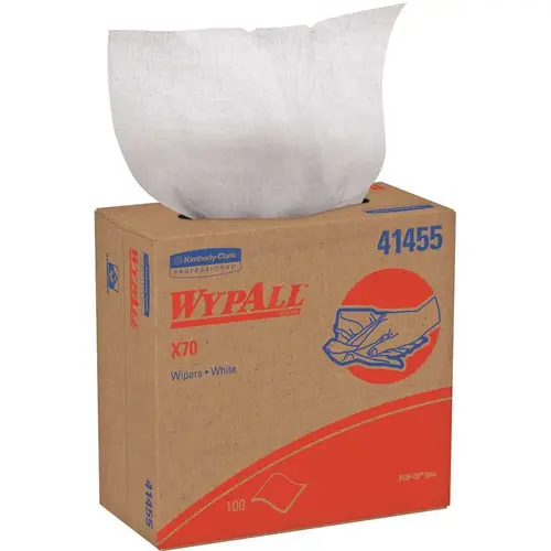 WypAll 41455 X70 White Extended Use Reusable Cloths Pop-Up Box (, 100-Sheets/Pack, 1,000 -Sheets/Case) - pack of 10