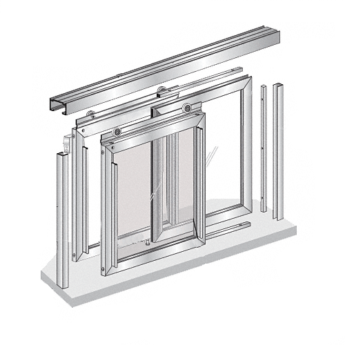 48" W x 36" H Horizontal Sliding Florence Model Pass-Thru Assembly With D7 Header And Screen Satin Anodized - No Glass or Screen