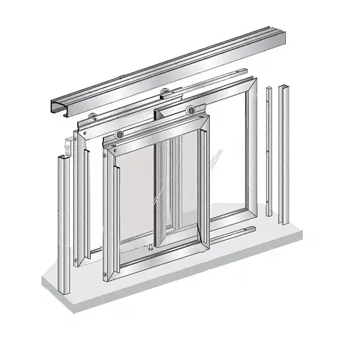 36" W x 36" H Horizontal Sliding Florence Model Pass-Thru Assembly With D7 Header And Screen Satin Anodized - No Glass or Screen