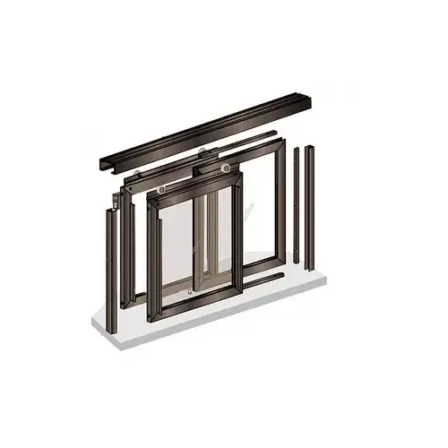 24" W x 36" H Horizontal Sliding Florence Model Pass-Thru Assembly With D7 Header And Screen Duranodic Bronze - No Glass or Screen