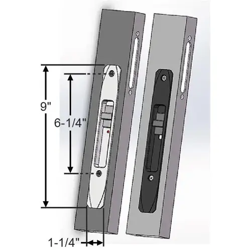 Patio Door Handle Metal Silver less Mortise Lock