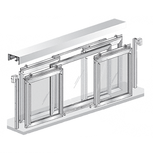 36" W x 36" H Horizontal Sliding Fawn Model Pass-Thru Assembly With D1670 Header And Screen Satin Anodized - No Glass or Screen